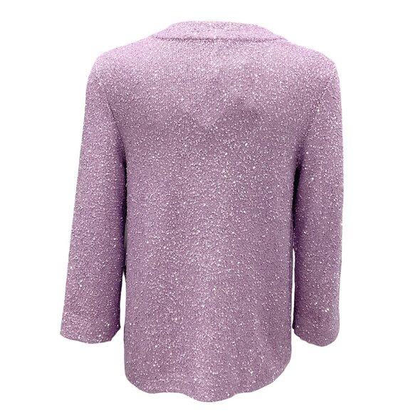 Amina Rubinacci Lilac Sequined Silk Knit Cardigan Sweater - Picture 3 of 6